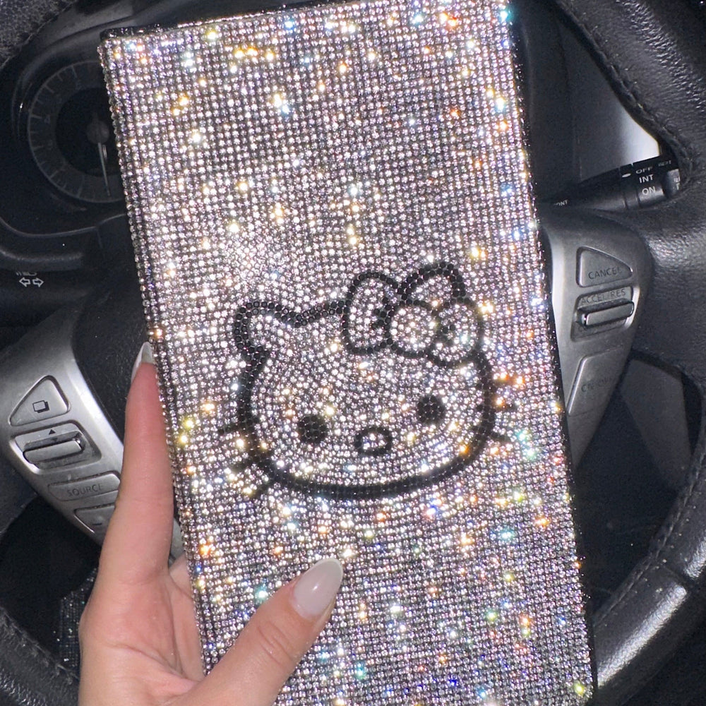 EXTRA BLING RHINESTONE CAR REGISTRATION AND INSURANCE DOCUMENT HOLDER, GLITTER CARD HOLDER, LETHER VEHICLE ACCESSORIES CAR SILVER KITTY - Exotix Card