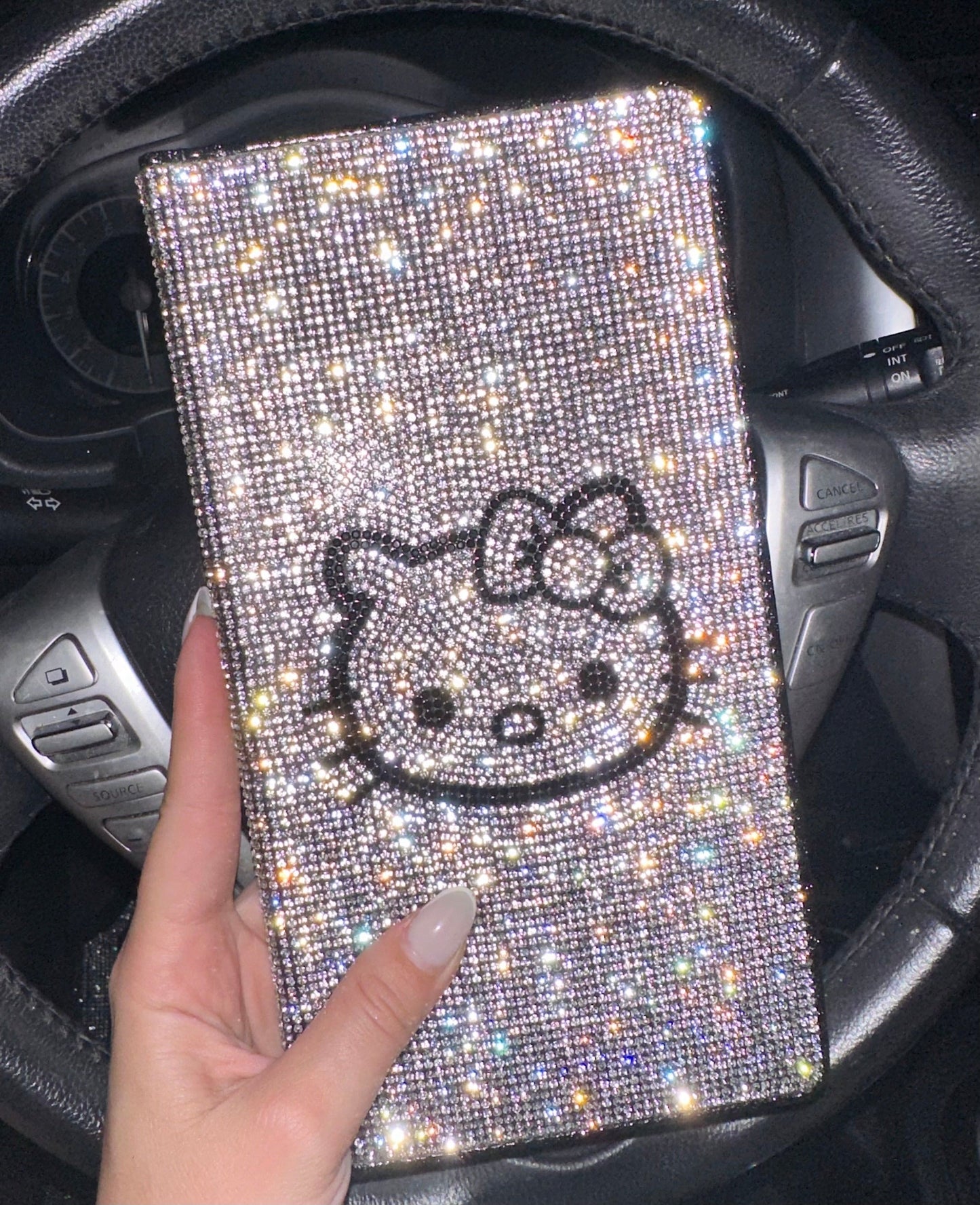 EXTRA BLING RHINESTONE CAR REGISTRATION AND INSURANCE DOCUMENT HOLDER, GLITTER CARD HOLDER, LETHER VEHICLE ACCESSORIES CAR SILVER KITTY - Exotix Card