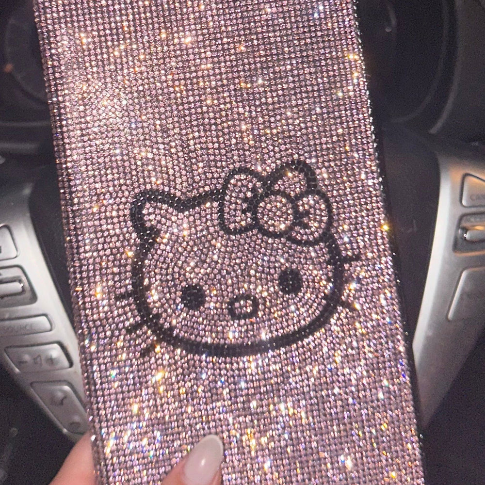 EXTRA BLING RHINESTONE CAR REGISTRATION AND INSURANCE DOCUMENT HOLDER, GLITTER CARD HOLDER, LETHER VEHICLE ACCESSORIES CAR PINK KITTY - Exotix Card