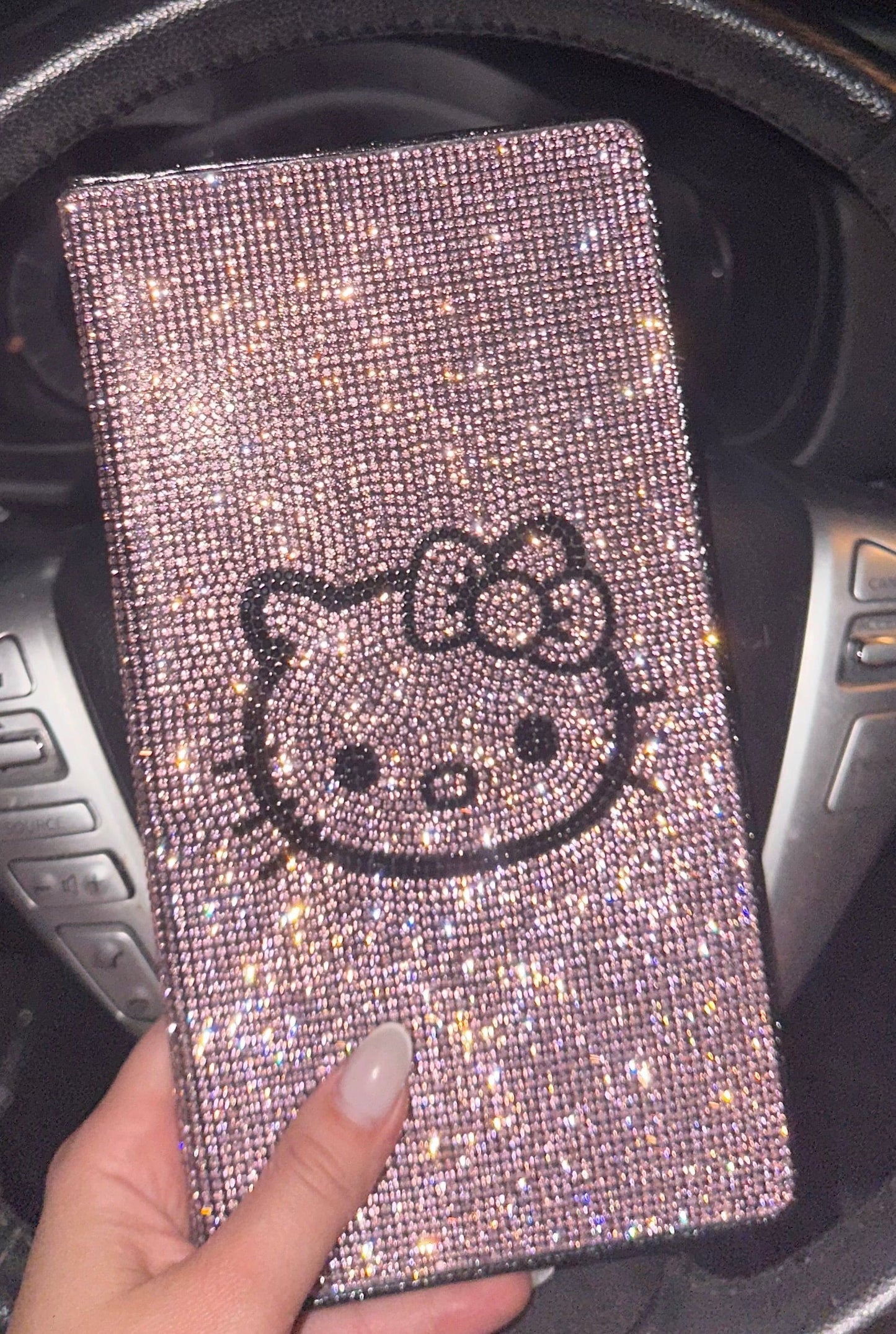 EXTRA BLING RHINESTONE CAR REGISTRATION AND INSURANCE DOCUMENT HOLDER, GLITTER CARD HOLDER, LETHER VEHICLE ACCESSORIES CAR PINK KITTY - Exotix Card